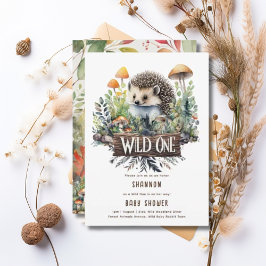 Invitación Wild One Baby Woodland Animals Hedgehog Rustic