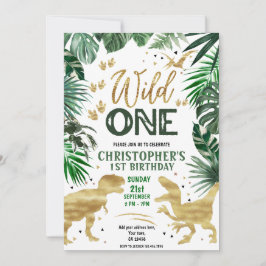 Invitación Wild One Birthday Boy Dinosaur