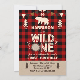 Invitación Wild One Birthday Invitation Lumberjack Wild