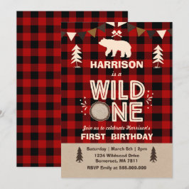 Invitación Wild One Birthday Invitation Lumberjack Wild