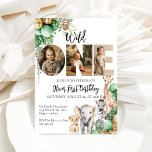 Invitación Wild One Birthday Safari Animal Photo<br><div class="desc">Invitación a foto animal salvaje de un cumpleaños con Safari</div>