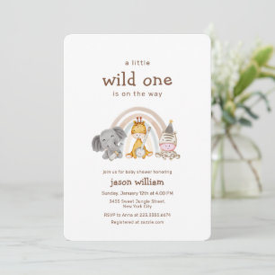 Invitación Wild One Boho Safari de Animales Arcoíris Baby Sho