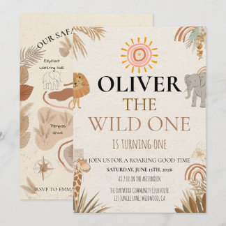 Invitación Wild One - Boho Safari First Birthday
