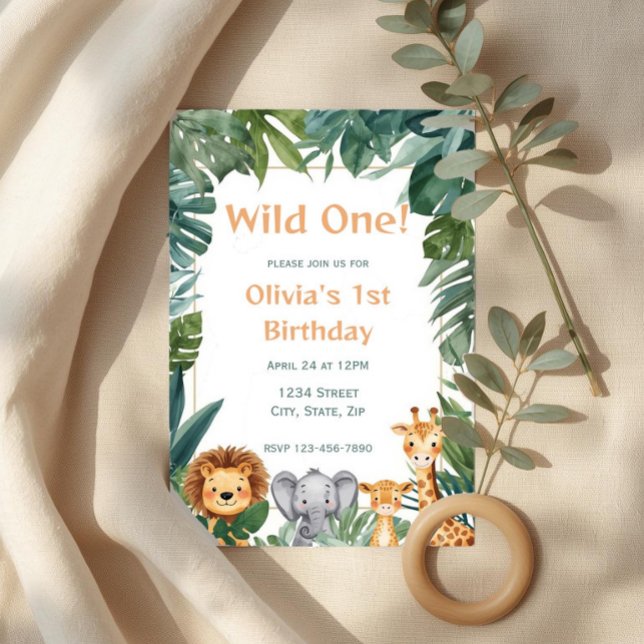 Invitación Wild One Boho Safari Jungle Animals 1st Birthday (Subido por el creador)