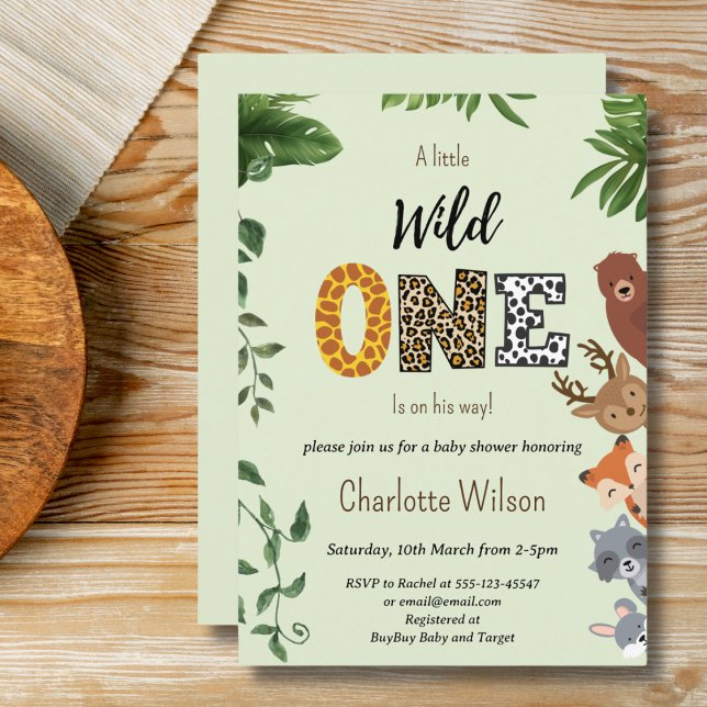 Invitación Wild One bosque vegetación bebé ducha (Subido por el creador)