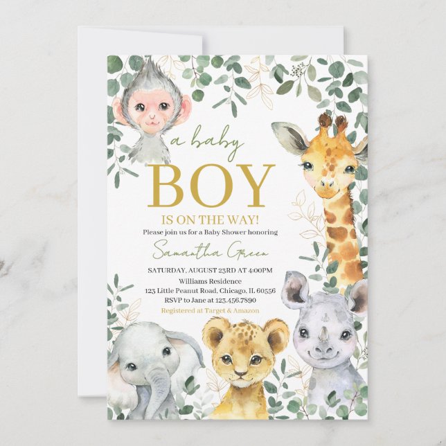 Invitación Wild One Boy Baby Shower (Anverso)