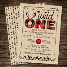 Wild One Boys Rustic Plaid Lumberjack Baby Shower