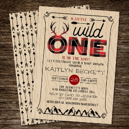 Invitación Wild One Boys Rustic Plaid Lumberjack Baby Shower