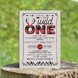Invitación Wild One Boys Rustic Plaid Lumberjack Baby Shower