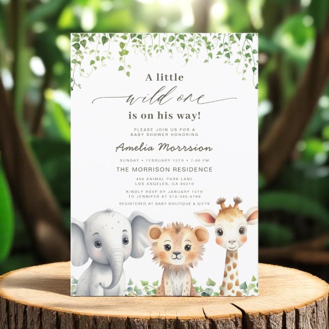 Invitación Wild One Boys Safari Animals Baby Shower (Subido por el creador)
