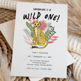 Invitación Wild One Cheetah Kids Birthday Party