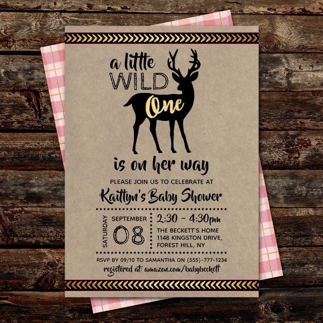 Invitación Wild One Chicas Baby Shower (Subido por el creador)