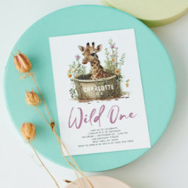 Invitación Wild One Cute Giraffe 1er cumpleaños foto animal