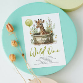 Invitación Wild One Cute Giraffe 1er cumpleaños foto animal