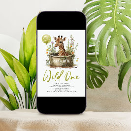 Invitación Wild One Cute Giraffe 1er cumpleaños foto animal