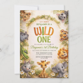 Invitación WILD ONE cute Jungle Safary Custom 1st Birthday