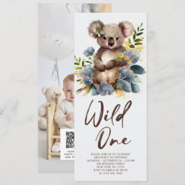 Invitación Wild One Cute Koala 1er cumpleaños foto animal