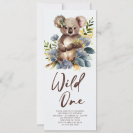 Invitación Wild One Cute Koala 1er cumpleaños foto animal
