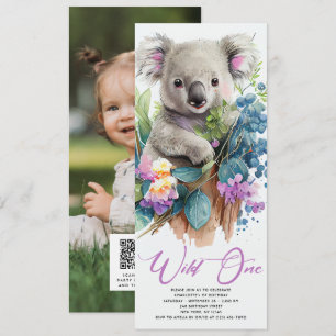 Invitación Wild One Cute Koala 1er cumpleaños foto animal