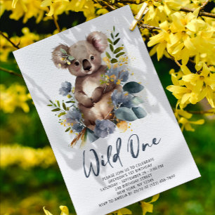 Invitación Wild One Cute Koala 1er cumpleaños foto animal