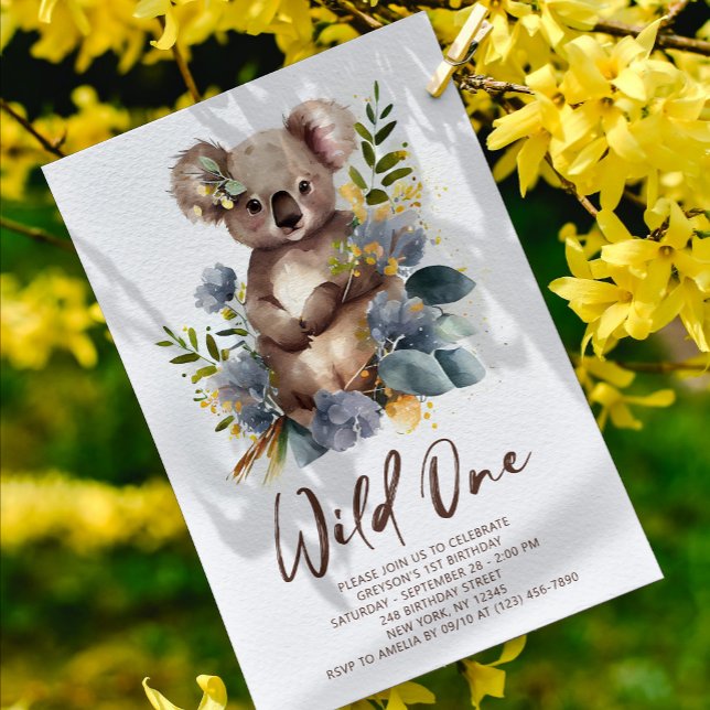 Invitación Wild One Cute Koala 1er cumpleaños foto animal (Subido por el creador)