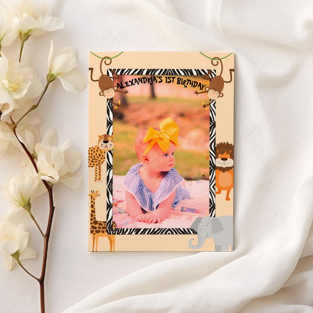 Invitación  Wild One Cute Quote Safari Animal Birthday Photo (Wild One Cute Quote Safari Animal Birthday Photo)