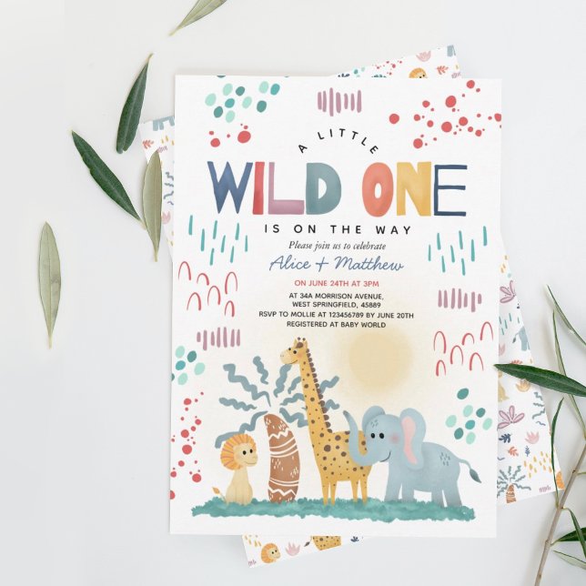 Invitación Wild One Cute Safari Animals Boy Baby Shower (Subido por el creador)