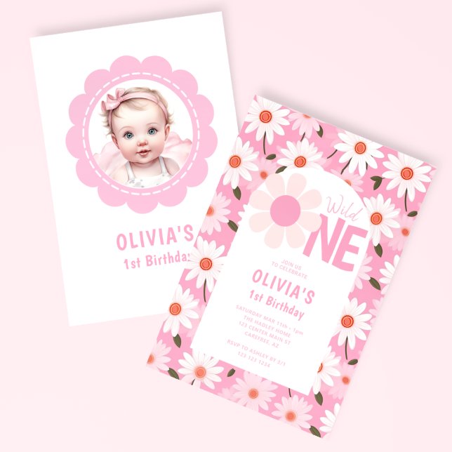 Invitación Wild One Daisy 1er cumpleaños foto (Subido por el creador)