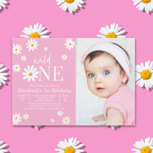 Invitación Wild One Daisy Girl First Birthday Photo