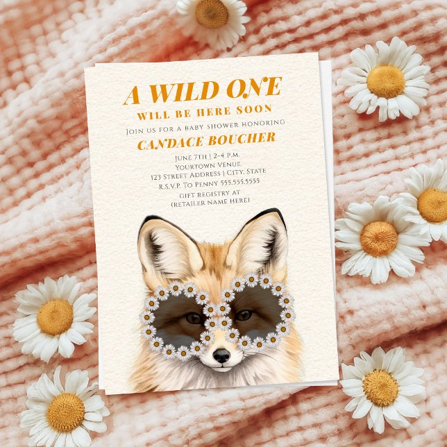Invitación Wild One Daisy Sungafas Fox Baby Shower (Subido por el creador)