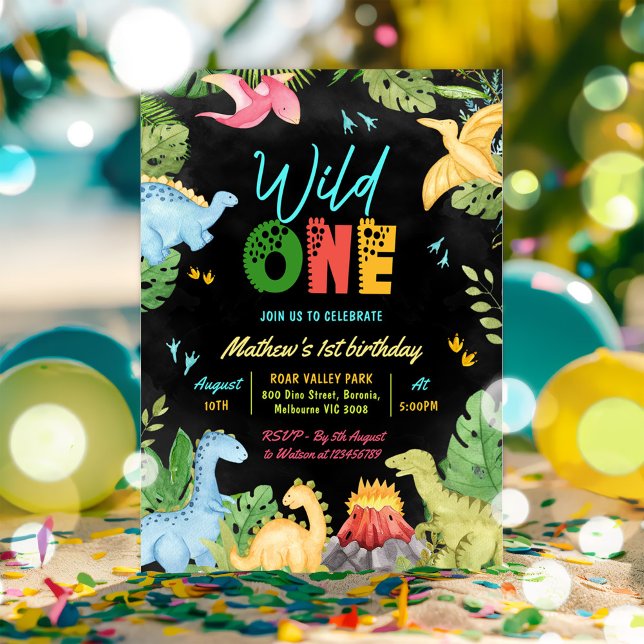 Invitación Wild One Dino Fiesta Boy Dinosaurio Primer cumplea (Subido por el creador)