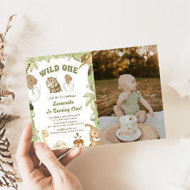 Invitación Wild One Dinosaur Boy 1er cumpleaños foto