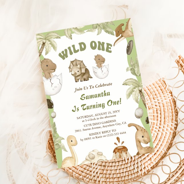 Invitación Wild One Dinosaur Boy Primer Cumpleaños (Subido por el creador)