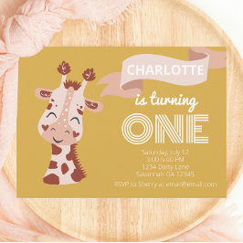 Invitación Wild One Fiesta Animal Giraffe