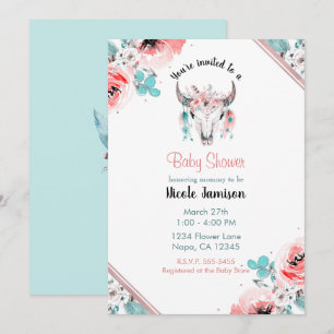 Invitación WILD ONE Fiesta de Bebé Floral Boho Chic