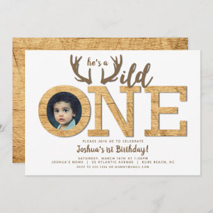 Invitación Wild One First Birthday Boy Photo
