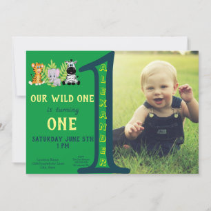 Invitación Wild One First Birthday Boy Photo