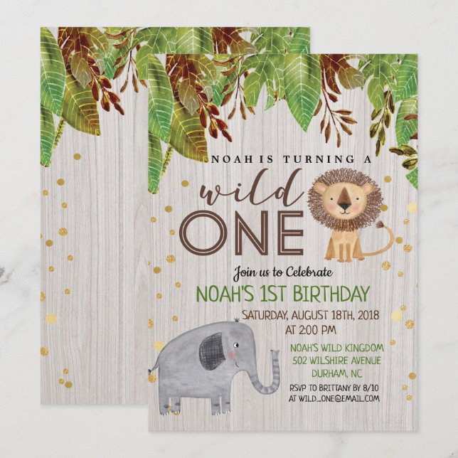 Invitación Wild ONE First Birthday Invitation Boy (Anverso / Reverso)
