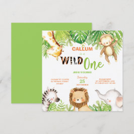 Invitación Wild One First Birthday Jungle Animals Boy Square