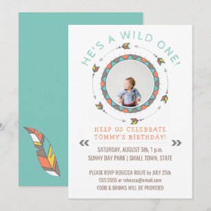 Invitación Wild One First Birthday Party Boy   Flechas tribal