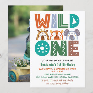 Invitación Wild One First Birthday Photo Invitation