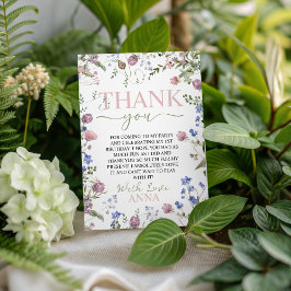 Invitación Wild One Floral Birthday Thank You Card