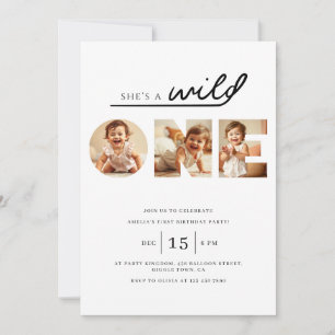 Invitación Wild ONE Foto Moderna Primer Cumpleaños