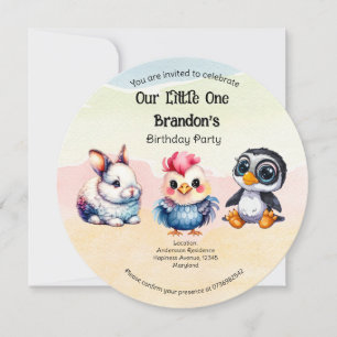 Invitación Wild One Happy Fun Woodland Animals Watercolor