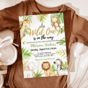 Invitación Wild One Jungle Animals Boy Baby Shower