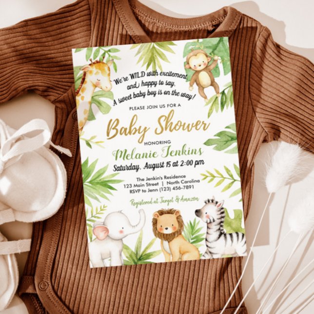 Invitación Wild One Jungle Animals Boy Baby Shower (Subido por el creador)