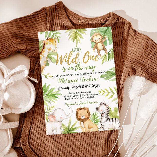 Invitación Wild One Jungle Animals Boy Baby Shower (Subido por el creador)