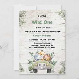 Invitación Wild one Jungle Animals Boy Baby Shower