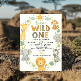 Invitación Wild One Jungle Animals Safari 1st Birthday