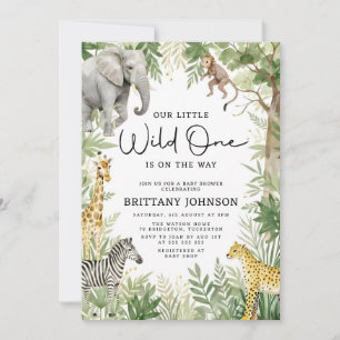 Invitación Wild One Jungle Animals Safari Theme Baby Shower